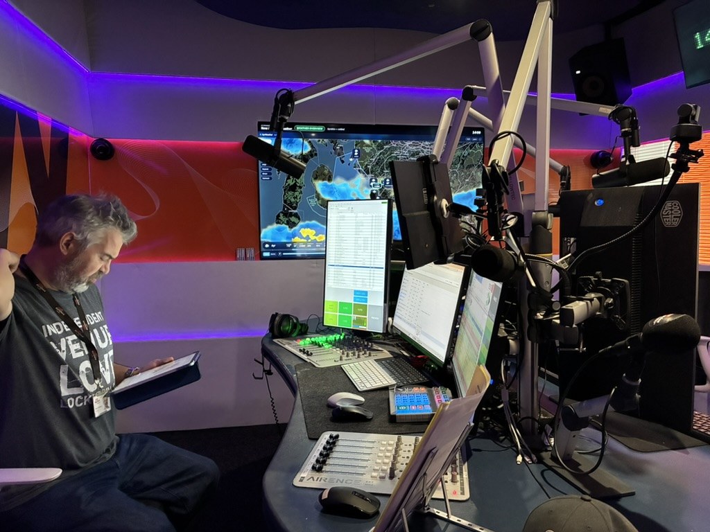 On air — weather overview wall behind the presenter